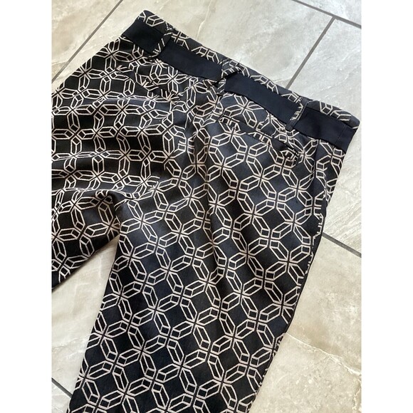 Anthropologie Cartonnier Black Geometric Print Charlie Ankle Trouser Pants 0P - Picture 5 of 7